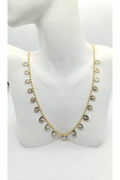 ndjewelry تألق القلب - قلادة أنيقة مرصعة بحجر القلب ذهبي اللون