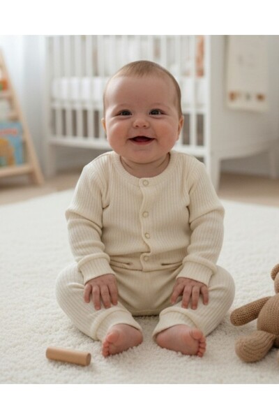 voyyo kids baby Seasonal 3-6-9-12 Month Nightgown Pajama Set with Ribbed Snap Fasteners for Baby Girls and Boys