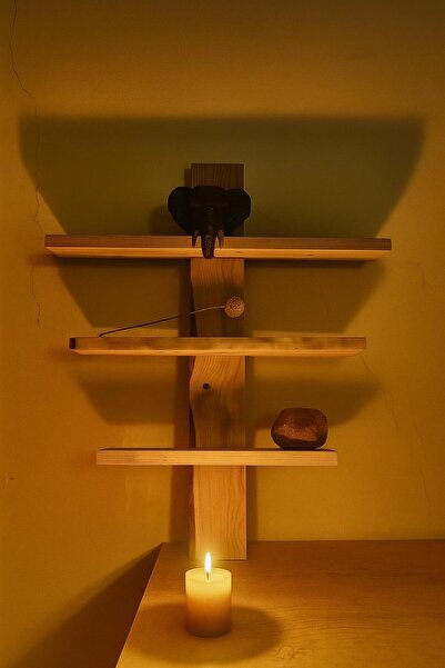 MahWooD Doğal Ahşap Dekoratif Raf