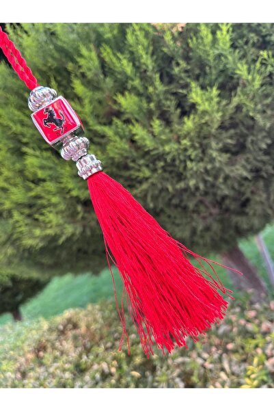 CEBECİOTO زخرفة مرآة الرؤية الخلفية باللون الأحمر مع شرابة - زخرفة مرآة السيا...