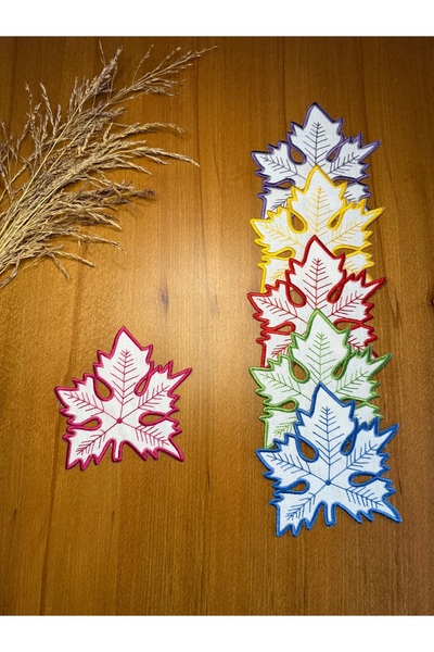 Smiling Home 6 Pieces Multi-Colored Linen Plane Leaf Model Cocktail Presentation Napkins