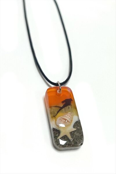 Yıldızınızzz accessory حورية البحر مستطيلة قلادة الايبوكسي