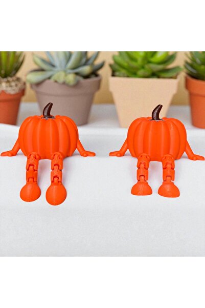 Ceresshop 2'li Set Balkabağı Figürlü Dekoratif Obje – Sevimli Masa ve Raf Süsü