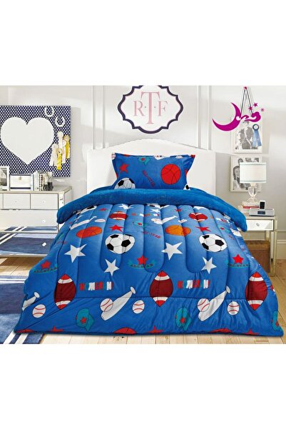 Generic Cartoon Double-Sided Quilt Set - 3 Pieces (Blue/White/Red)