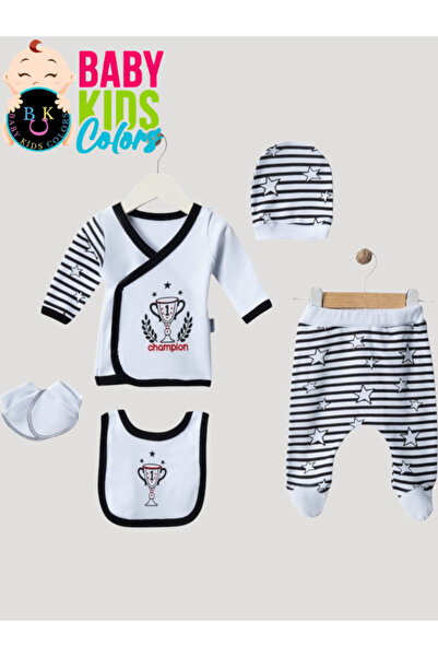 baby kids colors Yeni Doğan Bebek Taraftar Zıbın Takımı 5 Parça %100 Pamuk