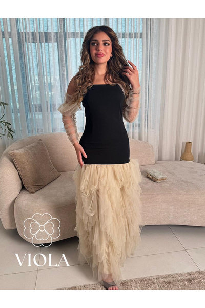 Viola Black and beige tulle dress