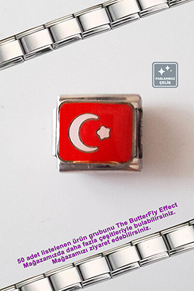 Miss TBee Italian Steel Bracelet - Single Charm - Turkish Flag