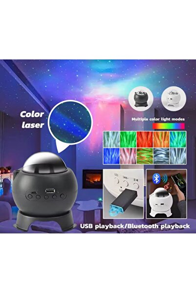 fortrek Yıldızlı Döner Başlıklı Bluetooth Hoparlör Projektör Gece Lambası Işı...