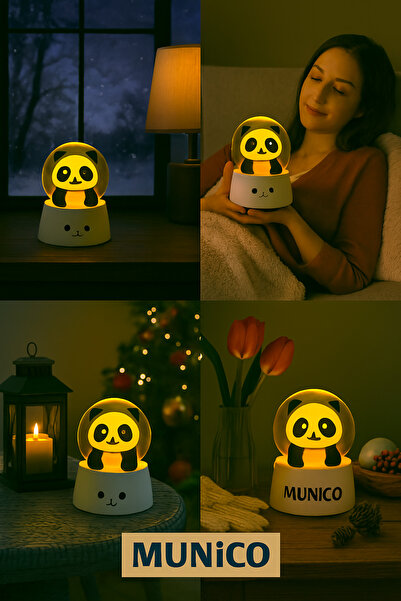 Munico Küçük Boy Işıklı Panda Kar Küresi – Simli Efektli, Eğlenceli Tabanlı, ...