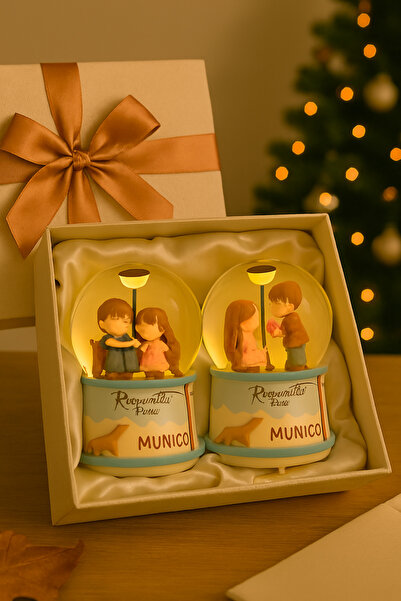 Munico Sonbahar Sevgili Kar Küresi – Orta Boy, Simli, Sokak Lambalı, Romantik...