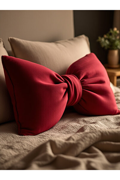 JACA وسادة زينة كبيرة الحجم من الكتان مع فيونكة (40×60 سم)