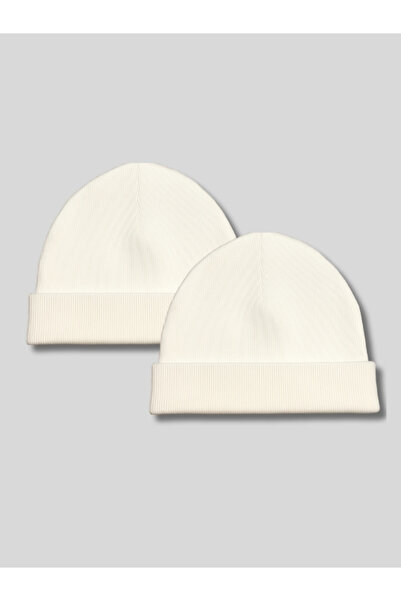 BELTICHA Unisex Cream Color 2-Piece Basic Folded Beret