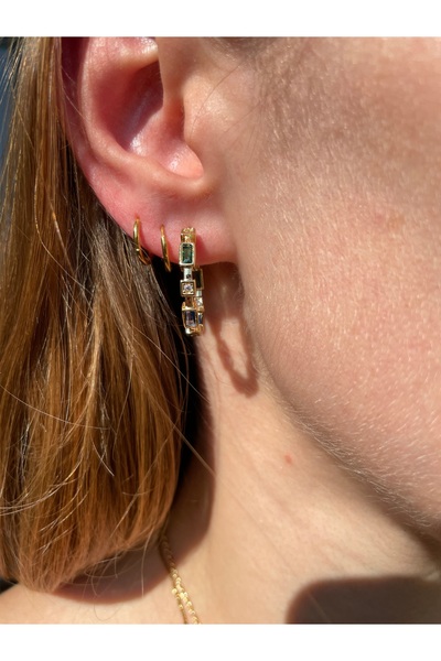 Hora Zirkon Taş Süslemeli Çelik Gold Halka küpe