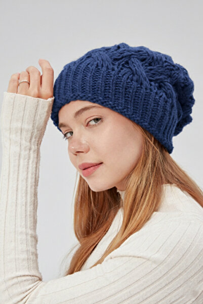 derikem Beretă elegantă din tricot căptușit cu păr pentru femei