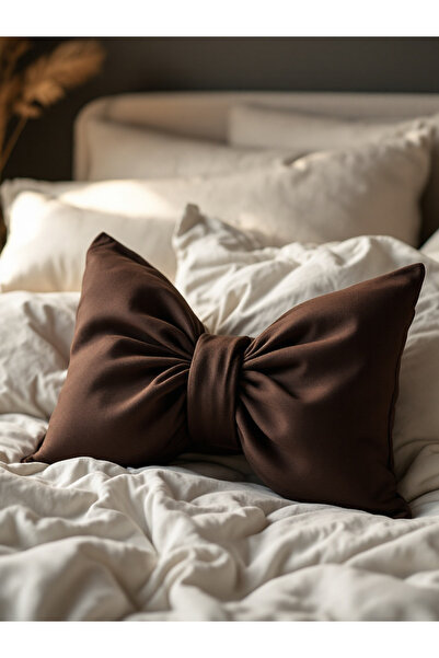 JACA Pernă decorativă din țesătură de in, cu aspect de fundă, umplută cu fund...