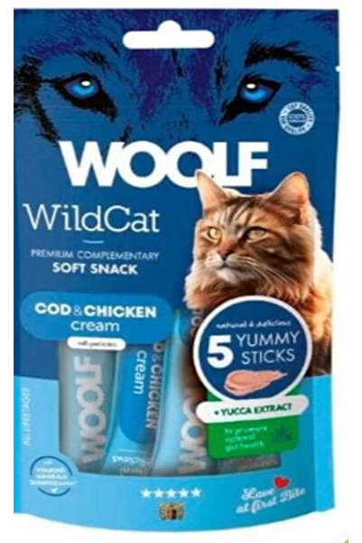 WOOLF عصار بنكهة السمك القد والدجاج بالاضافة الى مستخلص اليوكا لتعزيز صحة الامعاء 5*14 غ