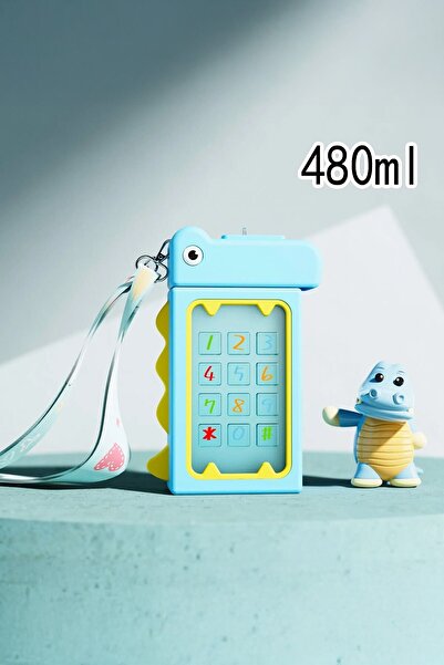 Genel Markalar Çocuklar için Dinozor Tasarımlı 480 ml Bpa İçermeyen Su Şişesi...