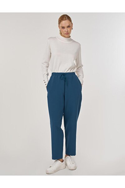 KYR Elastic Waist Comfortable Fit Trousers Petrol
