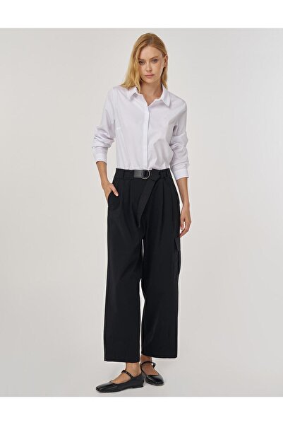 Kayra Belt Detailed Relaxed Fit Trousers Black