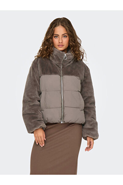 ONLY Onlwanja Fur Puffer Mix Jacket Brown Women's Coat 15292945