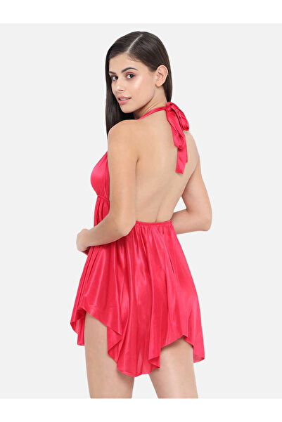 KLAMOTTEN By Styli بيبي دول ساتان سادة برقبة على شكل هالتر وحافة غير متماثلة