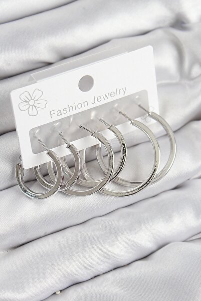 Clariss Brass Ring Model Silver Color Women's Set Earrings