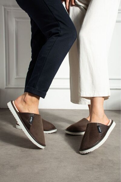 STOCON Unisex βελούδινο υφασμάτινο δερμάτινο λεπτομερές υφασμάτινο ύφασμα για το σπίτι Παντόφλες για το σπίτι Παντόφλες με ριμπόνια Παντόφλες με ριμπόνια STC1154