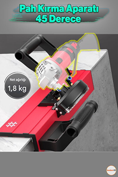 Badem10 45 Derece Konik Pah Kırma Aparatı Metal Plaka Granit Seramik Karo Taş...