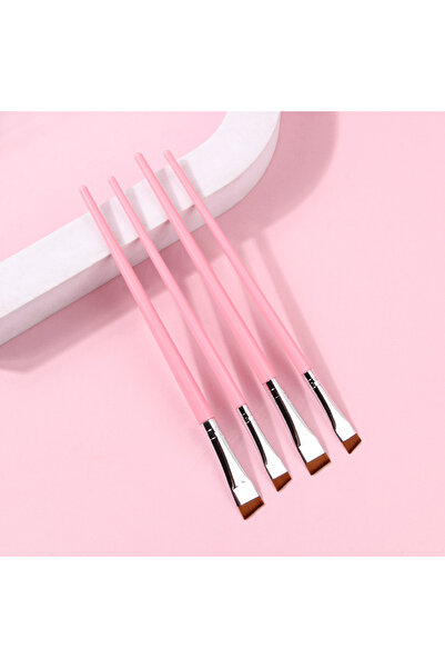 Choice5 فرشاة تحديد العيون السائلة باللون الوردي، 4 قطع، رفيعة للغاية، ذات زاوية مائلة، ذات رأس مسطح، فرشاة حواجب