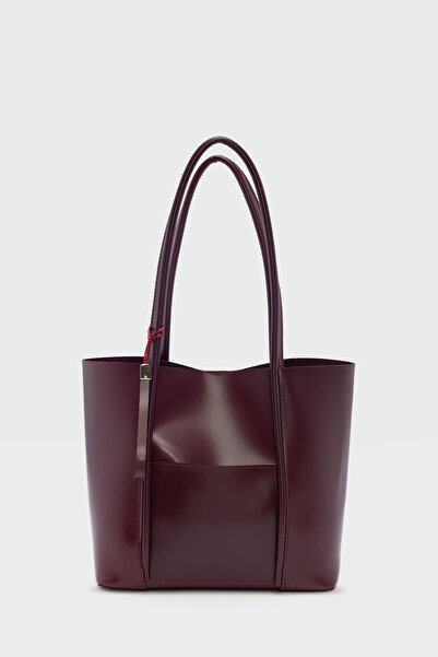 Shule Bags Pebbled Omuz Çantası Bordo