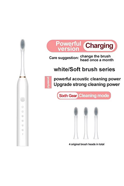 Choice فرشاة أسنان كهربائية بالموجات فوق الصوتية بيضاء بستة أوضاع سرعة للمنزل...