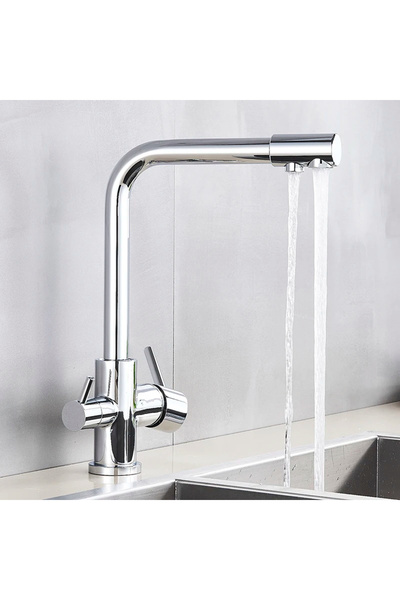 Choice1 صنبور مطبخ جديد من الكروم الفضي 2025، مزود بفوهة دوارة مزدوجة، وفلتر ...