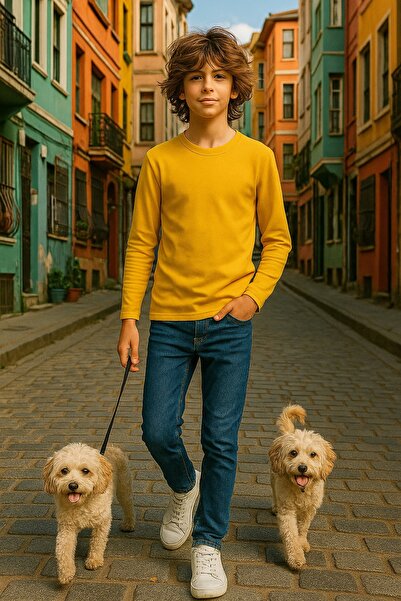 Cloise Yellow Children's Long Sleeve T-Shirt Girls - Boys Unisex 100% Cotton