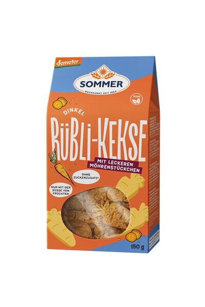 SOMMER Biscuiti bio din grau spelta fara zahar, cu morcovi, demeter 150g