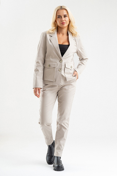 Bold & Young Women's Three-Pocket Lycra Cotton Unlined Blazer Jacket