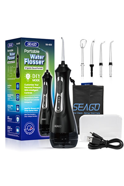 Choice جهاز ري الفم المحمول باللون الأسود، جهاز تنظيف الأسنان بالماء، قابل لإ...