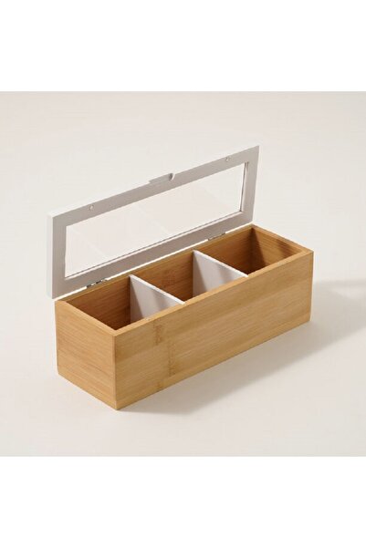 Dallaty bamboo tea box 3 sections, beige