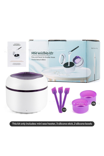 DUTRIEUX Purple Mini Painless Wax Kit for Men,Women,Wax Heater Machine with 2 Silicone Bowls,3 Silicone Stick