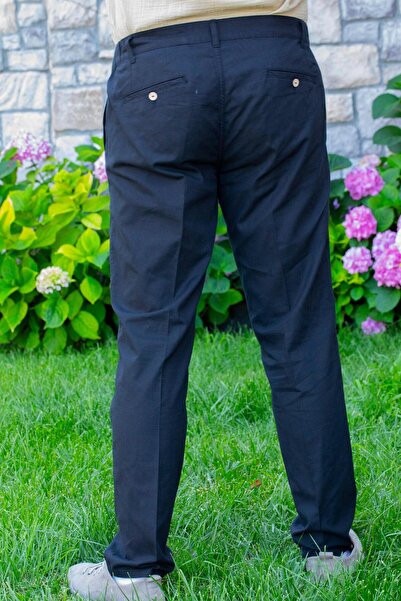 Eliş Şile Bezi Чоловічі літні штани з бавовняної тканини з фланелевими ґудзиками, синього кольору Lcvt