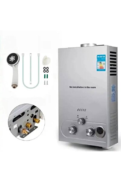 DacEnergy Incalzitor instant, pe gaz, GNL, carcasa din otel inoxidabil, afisaj LED si butoane control, 12 L