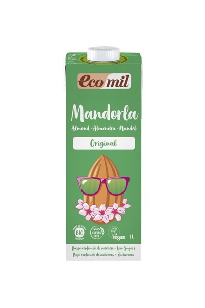 Ecomil Bautura bio de migdale Original indulcita cu sirop de agave, 1000ml