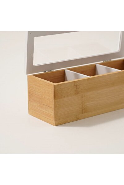 Dallaty bamboo tea box 3 sections, beige