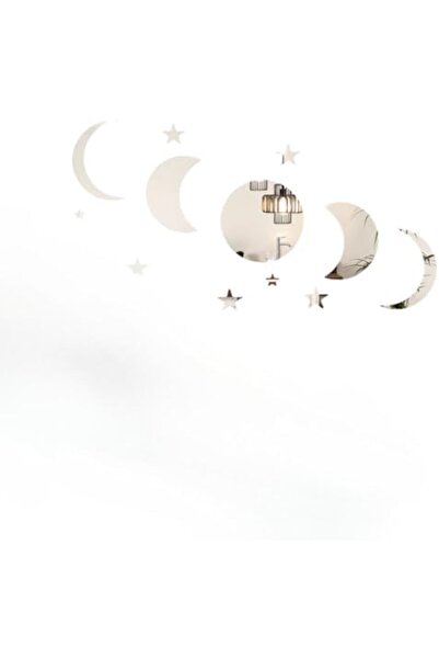 Slasa 20-Pcs Moon & Stars Acrylic Mirror Stickers, 25cm Center – DIY Wall Decor