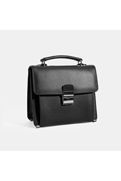 Desa Men's Black Leather Messenger Bag