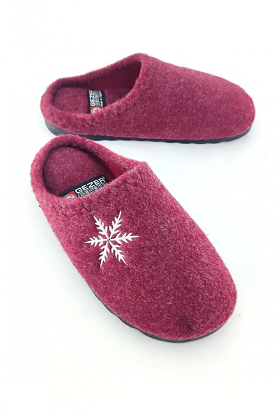 GEZER Women's slippers, red, Gezer, snowflake pattern, comfortable and warm, size 39, 24.5 cm