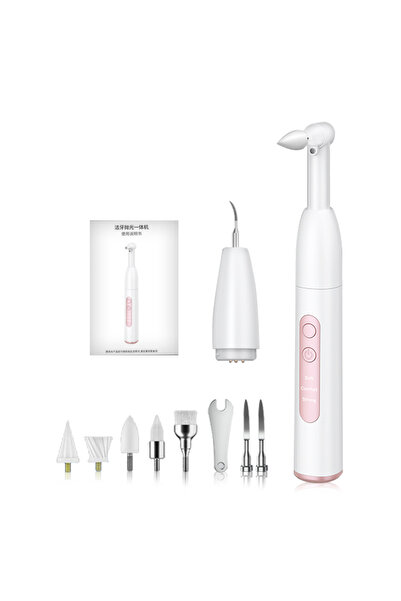 Choice جهاز تنظيف جير الأسنان بالموجات فوق الصوتية باللون الوردي، جهاز تلميع الأسنان الكهربائي، تبييض الأسنان، مزيل الجير، إزالة الخدوش