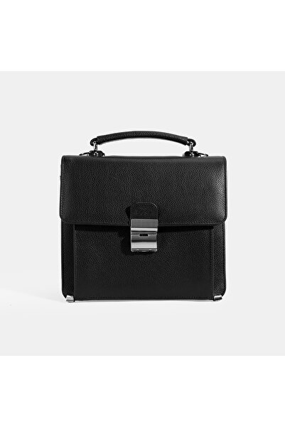 Desa Men's Black Leather Messenger Bag