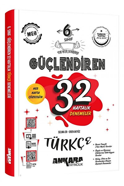 Ankara Yayıncılık 6. Sınıf Güçlendiren 32 Haftalık Türkçe Kazanım Denemeleri