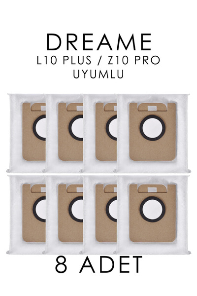 Kleen Dreame L10 Plus / Z10 Pro Uyumlu Toz Torbası Yedek 8 Adet