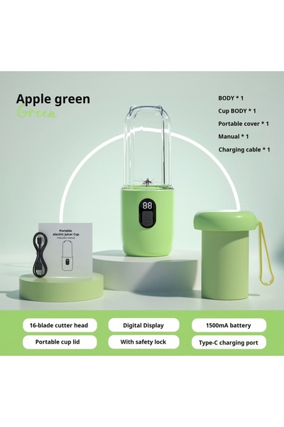 Choice light green 500ML Portable Blender with Lid Rechargeable Wireless Orange Juicer 16 Stainless Blades